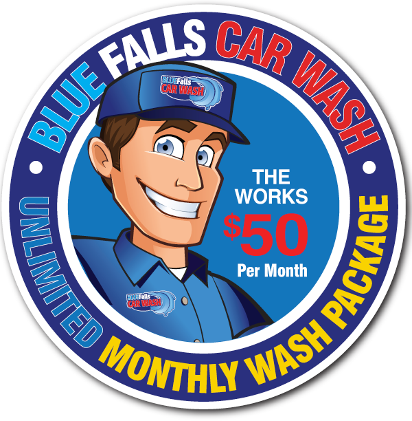 Blue_Falls_Wally_WORKS_offer_in_circle Blue Falls Car Wash Deluxe Wash Package